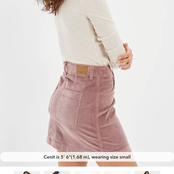 AMERICAN EAGLE SZ 0 Super Hi-rise A-Line Super Stretch Corduroy Zip Up Skirt - Picture 4 of 13